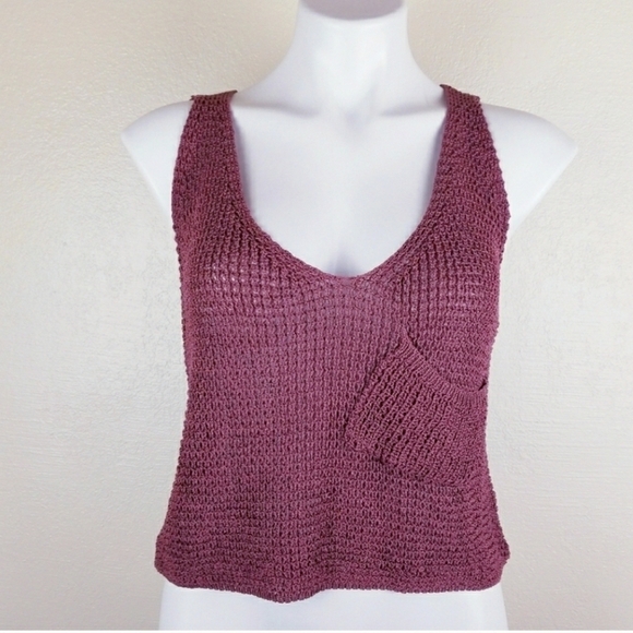 Illa Illa Cropped Knit Purple Tank - Picture 1 of 3